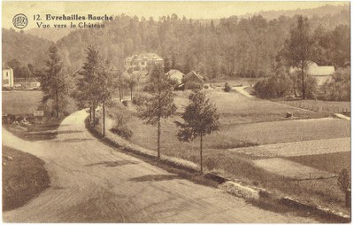 Vue vers le château, Evrehailles - Bauche